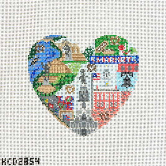 KCN Designers Philadelphia Heart Needlepoint Canvas