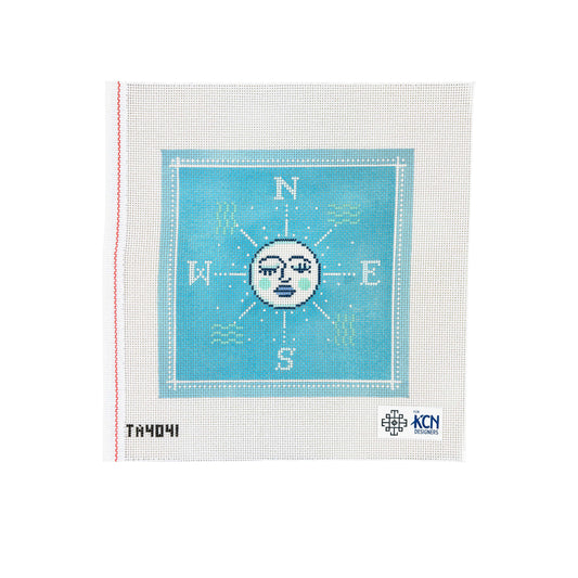 KCN Designers Thorn Alexander Blue and Turquoise Moon Compass Needlepoint Canvas