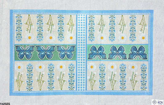 KCN Designers Thorn Alexander Poppy Daisy And Butterfly Backgammon Board Needlepoint Canvas