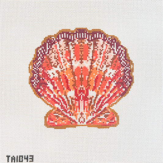KCN Designers Thorn Alexander Scallop Shell Ornament Needlepoint Canvas - Orange