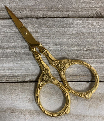 Kelmscott Designs Tudor Rose Embroidery Scissors - Gold