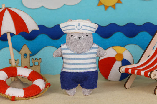 Kiriki Press Sailor Cat Felt Doll Embroidery Craft Kit