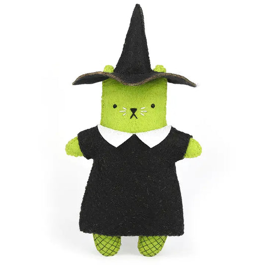 Kiriki Press Witch Cat Felt Doll Embroidery Craft Kit
