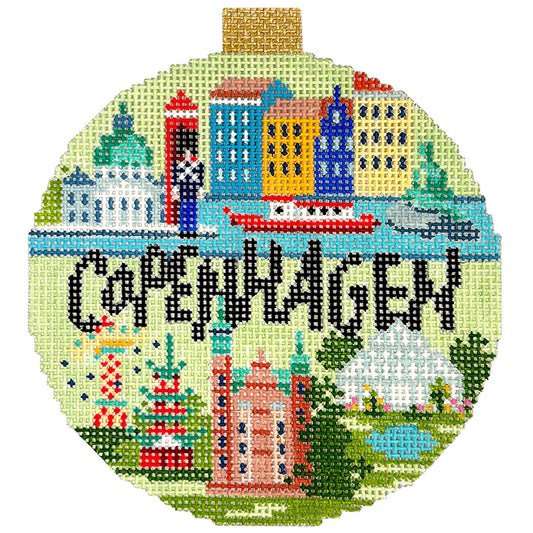 Kirk & Bradley Copenhagen Travel Round Needlepoint Canvas