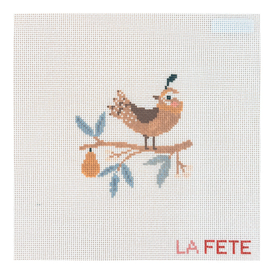La Fete Needlepoint 12 Days of Christmas Partridge in a Pear Tree Needlepoint Canvas