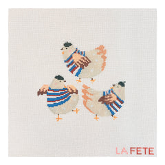 La Fete Needlepoint 12 Days of Christmas Three French Hens Needlepoint Canvas