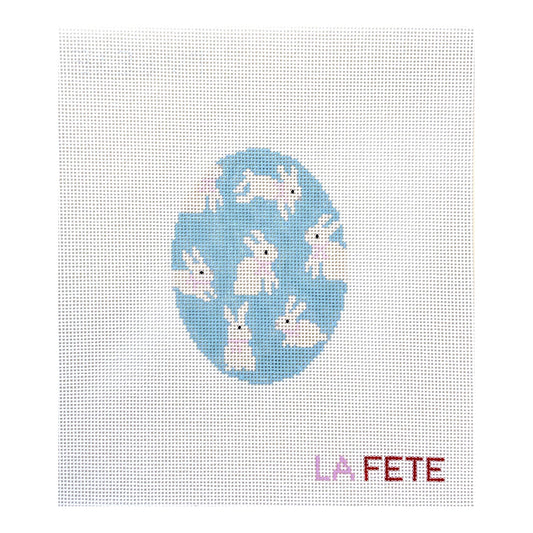 La Fete Needlepoint Bouncing Bunnies Needlepoint Canvas