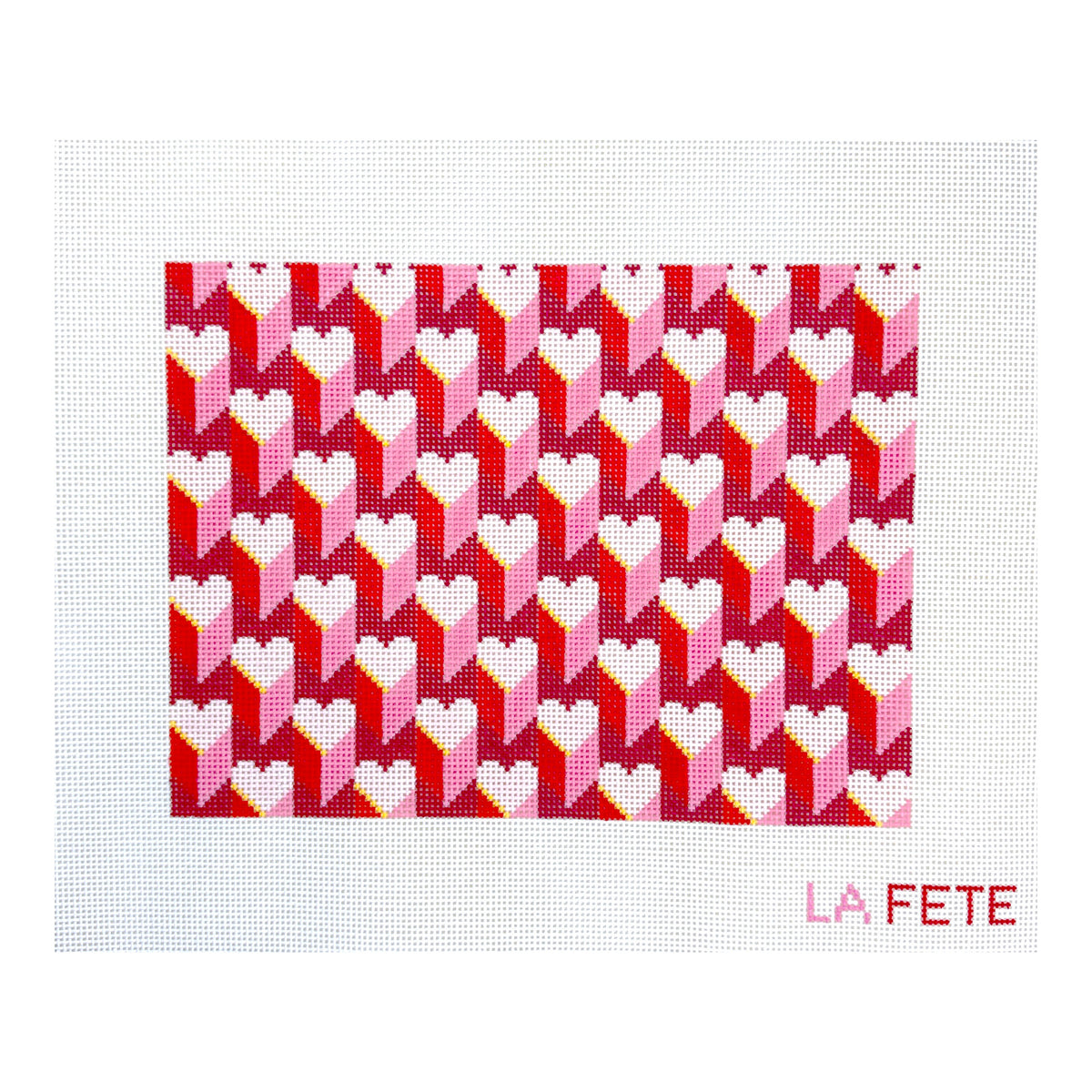 La Fete Needlepoint Expanding Hearts Clutch Needlepoint Canvas