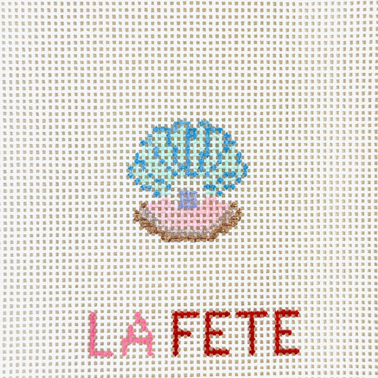 La Fete Needlepoint Oyster Shell with Pearl Needlepoint Canvas