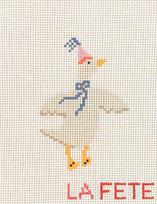 La Fete Needlepoint Party Animals Goose Needlepoint Canvas
