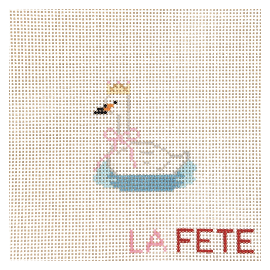 La Fete Needlepoint Party Animals Swan Needlepoint Canvas