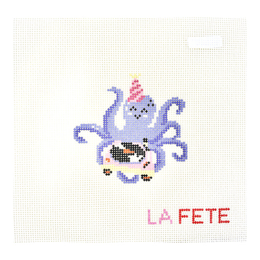 La Fete Party Animals Octopus Needlepoint Canvas