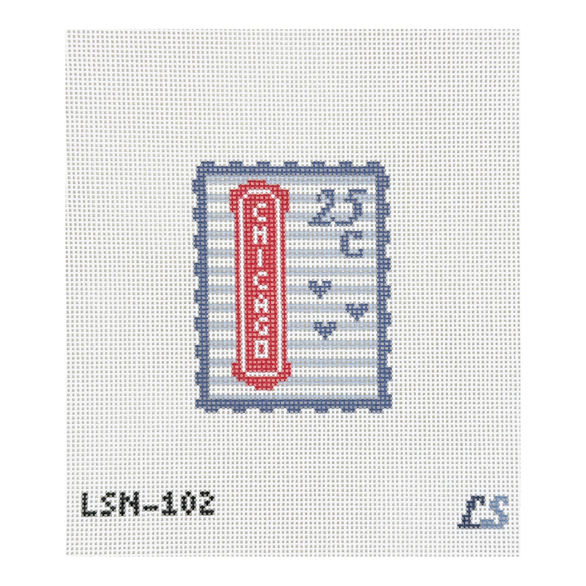 Lake Shore Needlepoint Chicago Postage Travel Stamp Needlepoint Canvas