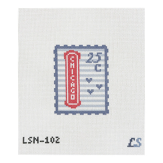 Lake Shore Needlepoint Chicago Postage Travel Stamp Needlepoint Canvas
