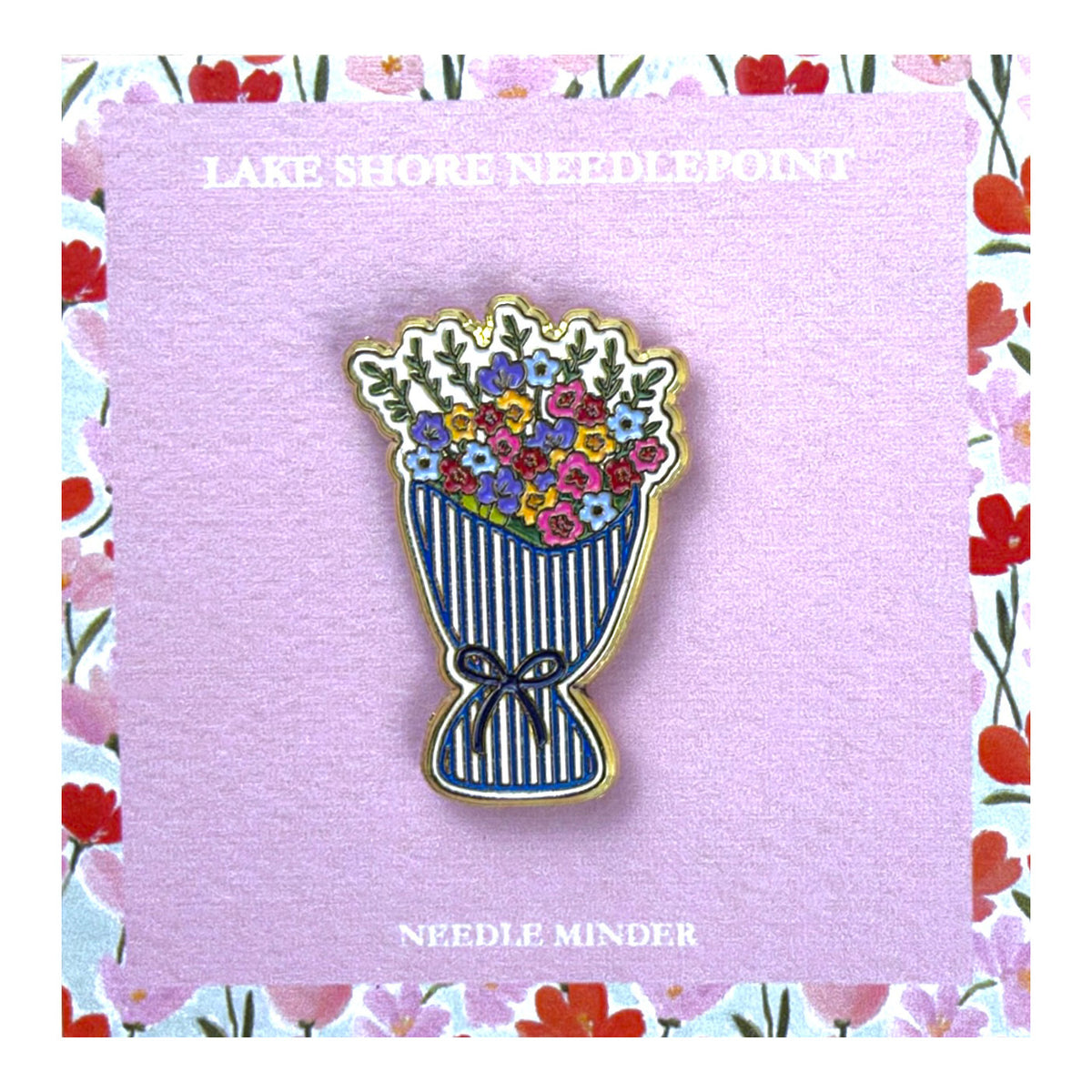 Lake Shore Needlepoint Flower Bouquet Needle Minder