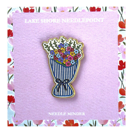 Lake Shore Needlepoint Flower Bouquet Needle Minder