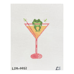 Lake Shore Needlepoint Frog on the Rocks Martini Needlepoint Canvas