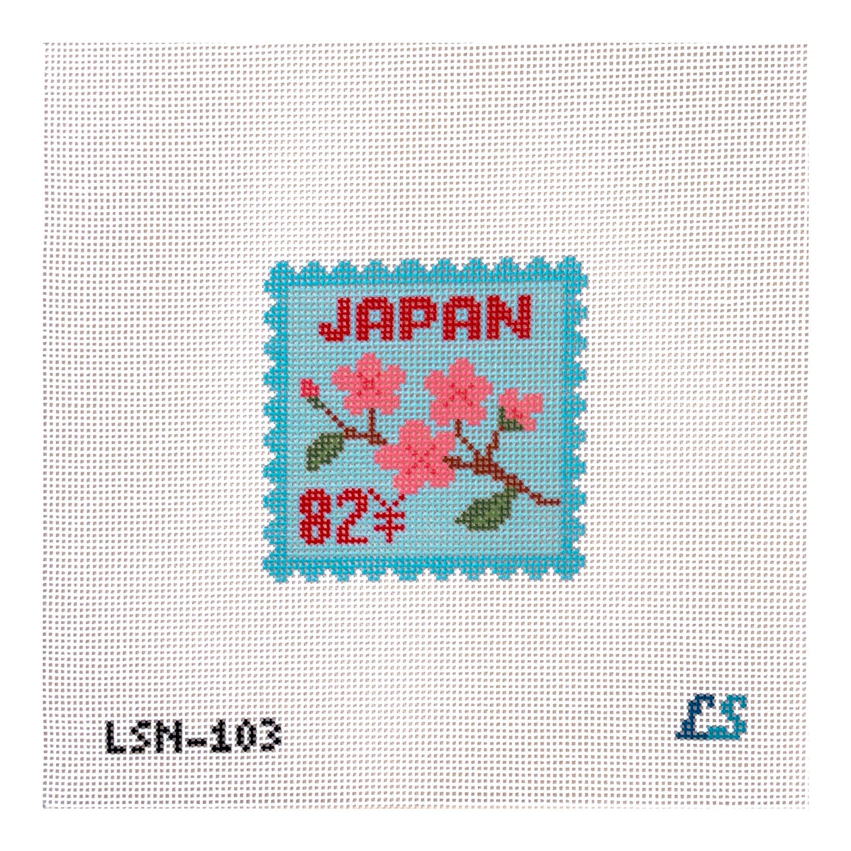 Lake Shore Needlepoint Japan Postage Travel Stamp Needlepoint Canvas