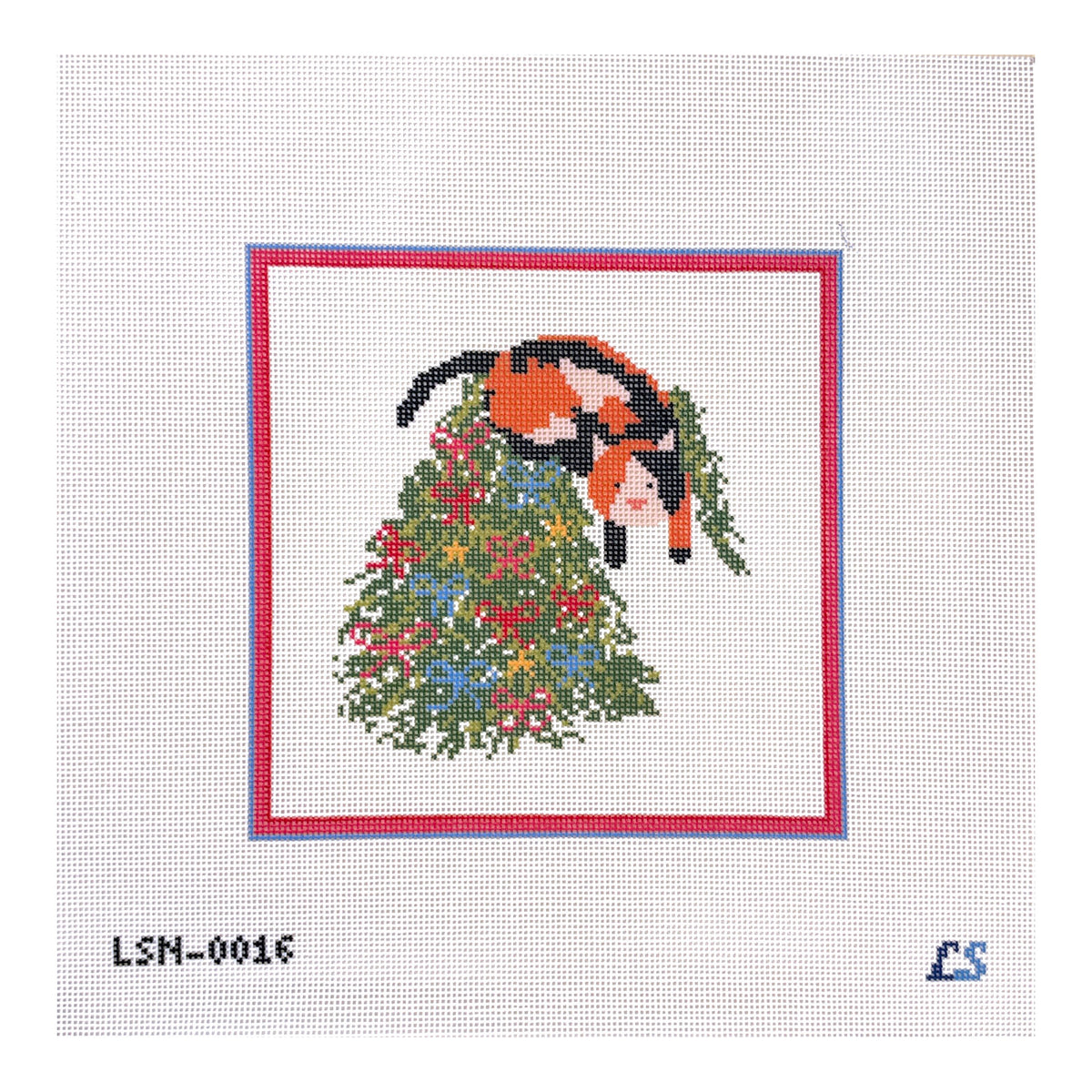 Lake Shore Needlepoint Kitty Christmas Mischief Needlepoint Canvas
