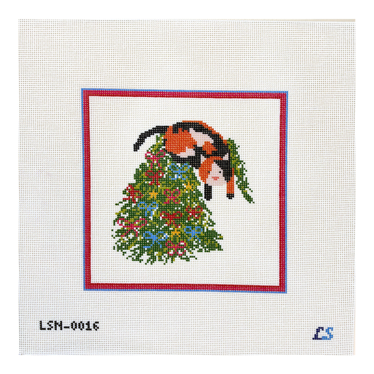 Lake Shore Needlepoint Kitty Christmas Mischief Needlepoint Canvas