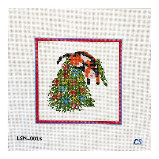 Lake Shore Needlepoint Kitty Christmas Mischief Needlepoint Canvas