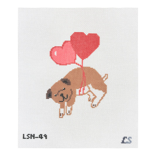Lake Shore Needlepoint Love is in the Air Puppy Needlepoint Canvas