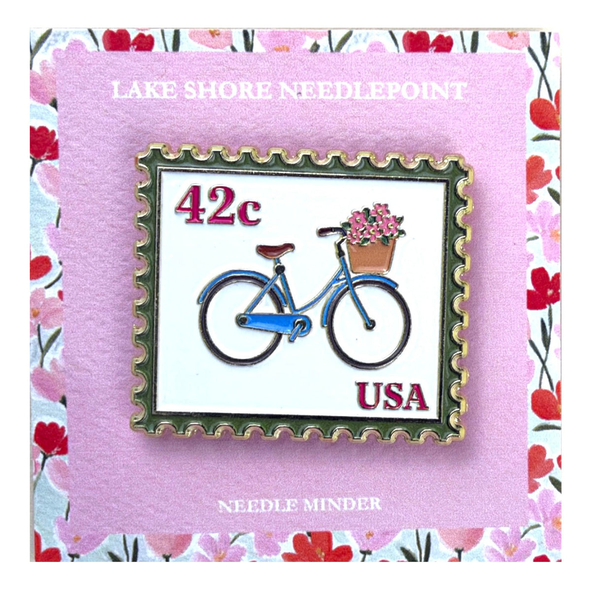 Lake Shore Needlepoint Petals and Pedals Postage Stamp Needle Minder