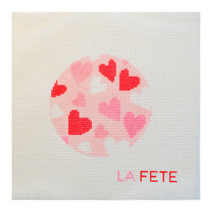 La Fete Needlepoint Heart Love Round Needlepoint Canvas