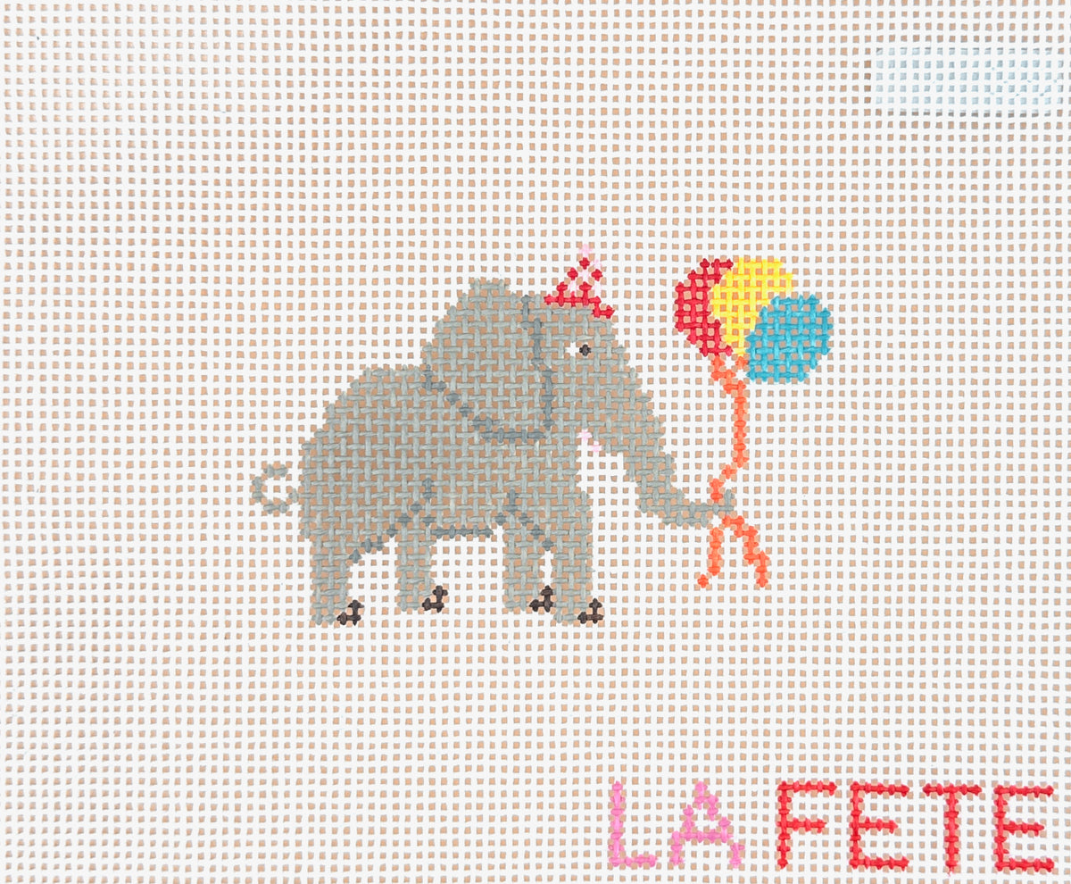 La Fete Needlepoint Party Animals Elephant Needlepoint Canvas