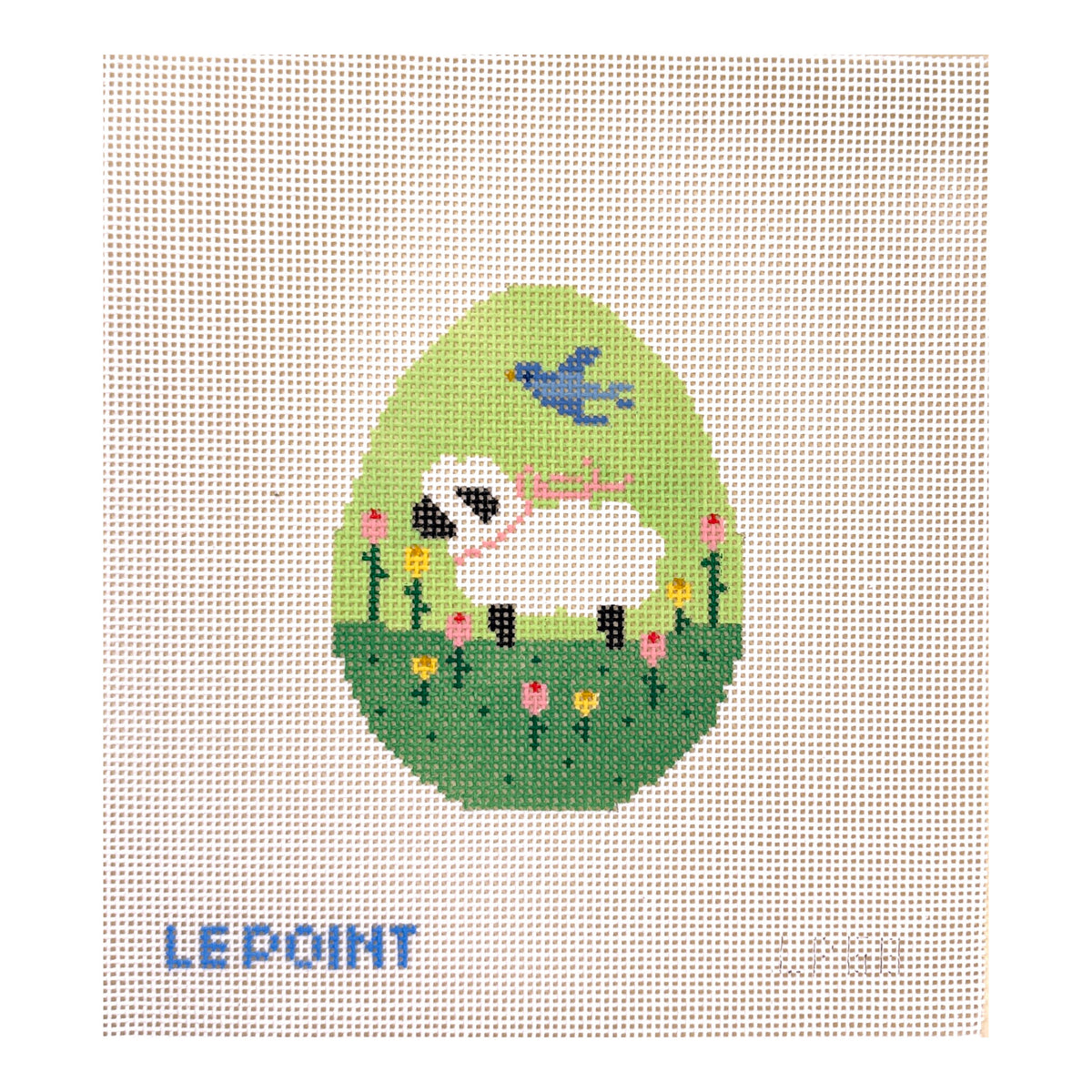 Le Point Studio Lamb with Bluebird Egg Needlepoint Canvas