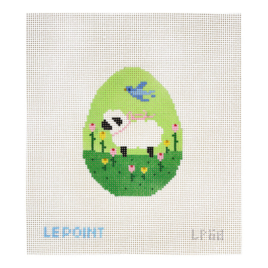 Le Point Studio Lamb with Bluebird Egg Needlepoint Canvas