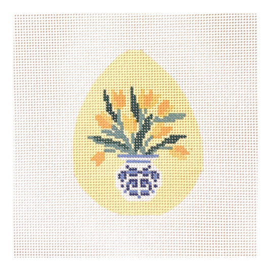 Le Point Studio Tulip Vase Egg Needlepoint Canvas