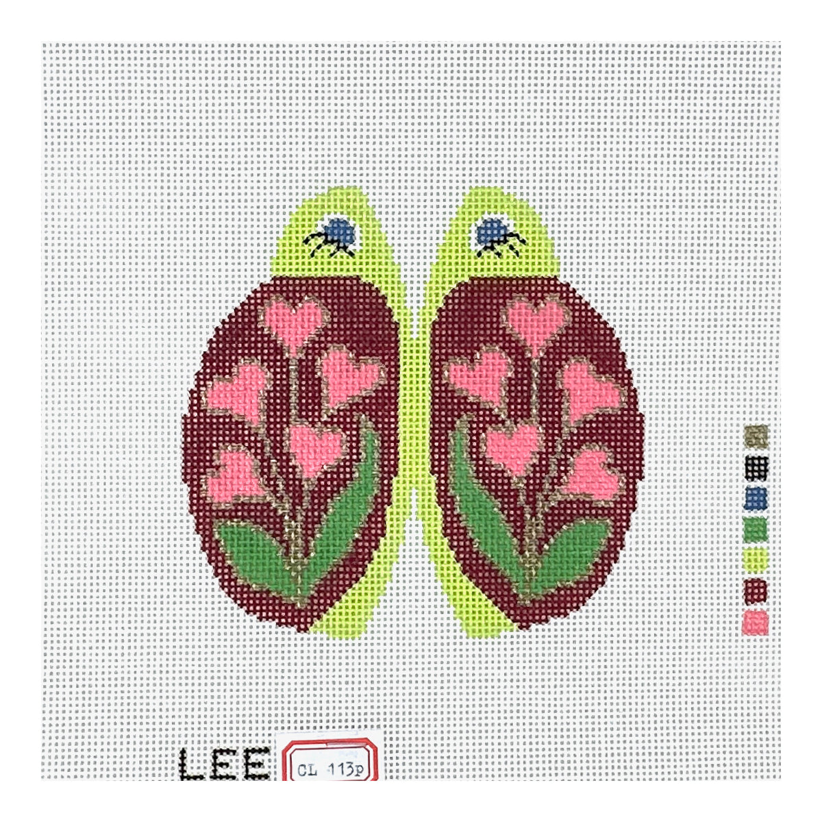 Lee's Needle Arts Heart Flower Petite Lady Bug Needlepoint Canvas