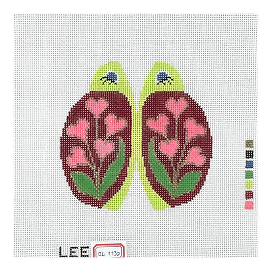 Lee's Needle Arts Heart Flower Petite Lady Bug Needlepoint Canvas