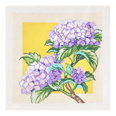 Lee's Needle Arts Hydrangea on Yellow Needlepoint Canvas