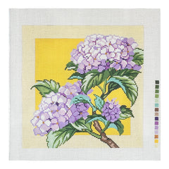 Lee's Needle Arts Hydrangea on Yellow Needlepoint Canvas