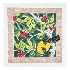 Lee's Needle Arts Yellow Finch Pillow with Berries Needlepoint Canvas