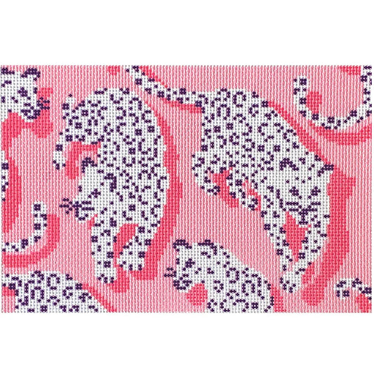 Needlepoint To Go Leopard Clutch - Pink Needlepoint Canvas
