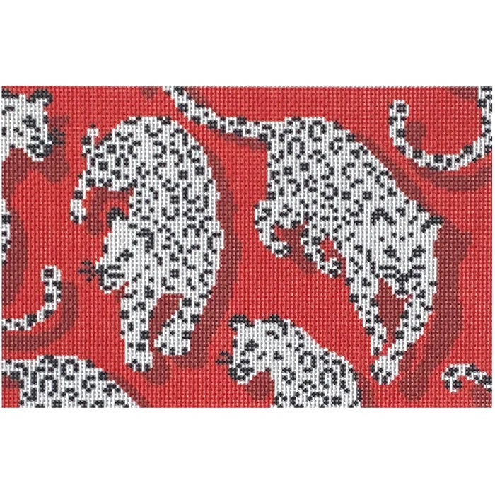 Needlepoint To Go Leopard Clutch - Red Needlepoint Canvas