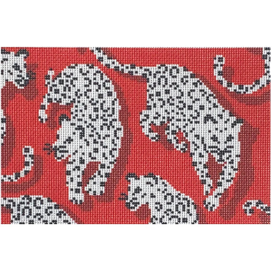 Needlepoint To Go Leopard Clutch - Red Needlepoint Canvas