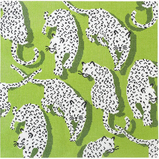 Needlepoint To Go Leopard Pillow - Green Needlepoint Canvas