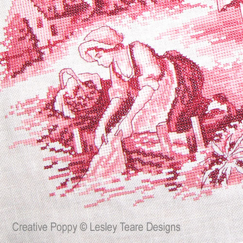 Creative Poppy Lesley Teare Designs Pink Toile de Jouy Cross Stitch Pattern