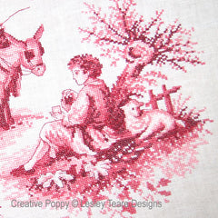 Creative Poppy Lesley Teare Designs Pink Toile de Jouy Cross Stitch Pattern