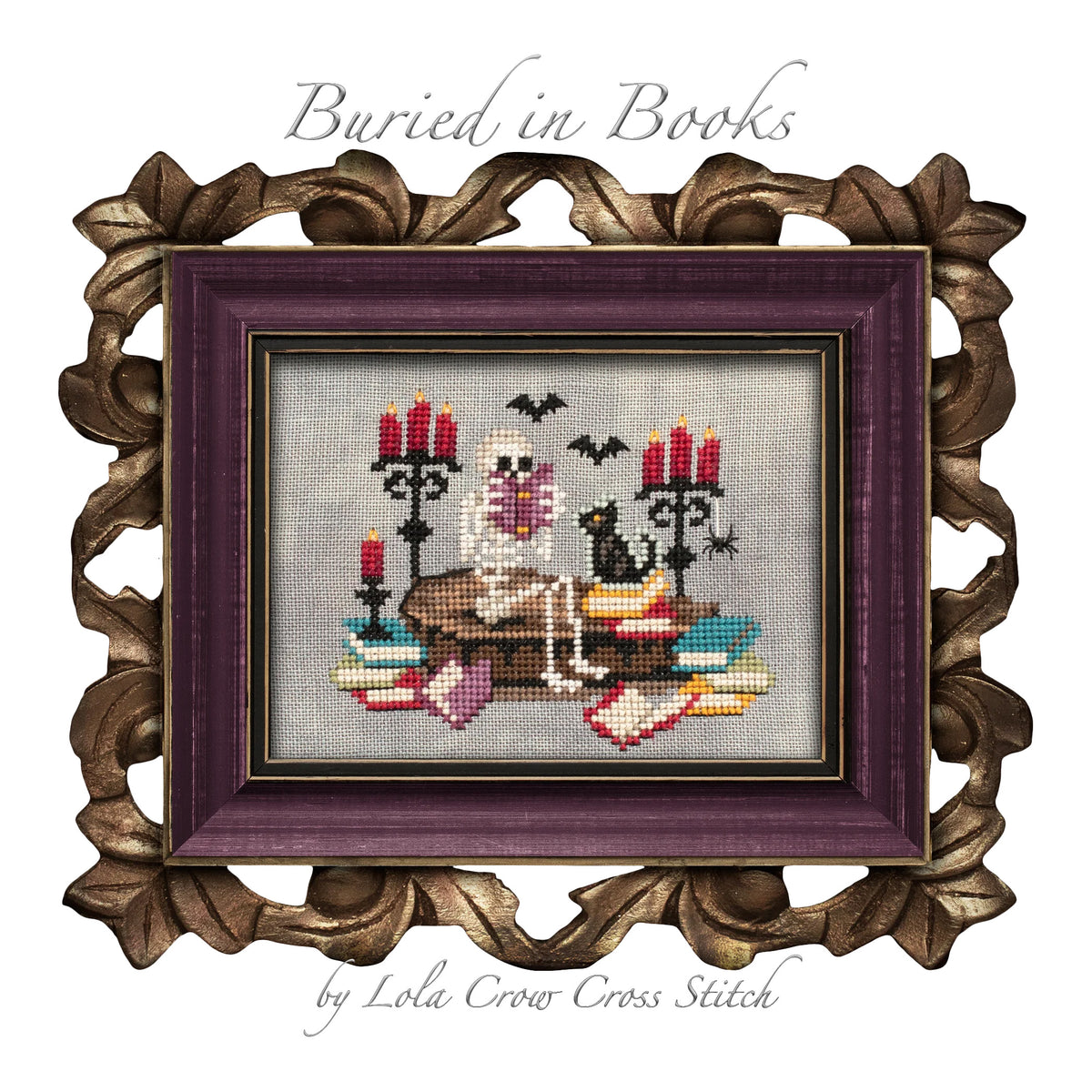 Lola Crow Buried in Books Cross Stitch Pattern