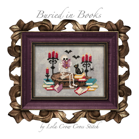 Lola Crow Buried in Books Cross Stitch Pattern