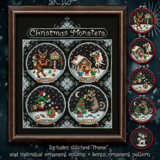 Lola Crow Christmas Monsters Cross Stitch Pattern