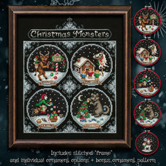 Lola Crow Christmas Monsters Cross Stitch Pattern