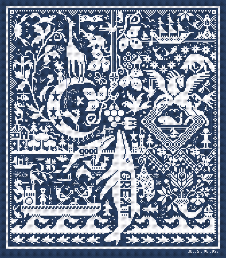 Long Dog Samplers Fishin' 4 Condiments Cross Stitch Pattern