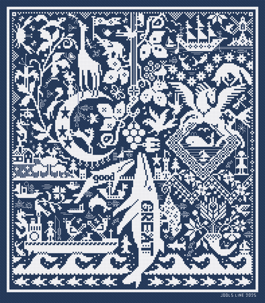 Long Dog Samplers Fishin' 4 Condiments Cross Stitch Pattern