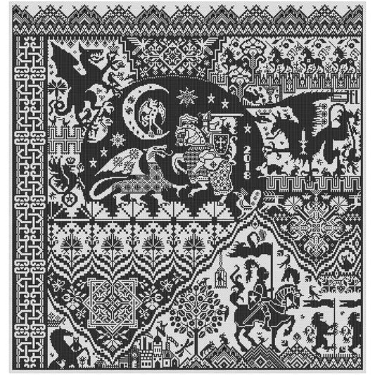 Long Dog Samplers Templar Prophecy Cross Stitch Pattern